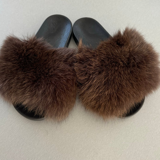 Dámské letní pantofle s pravou kožešinou