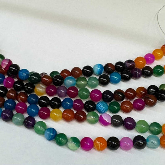Achát barevný pruhovaný 8mm (45ks) - sicipotreby