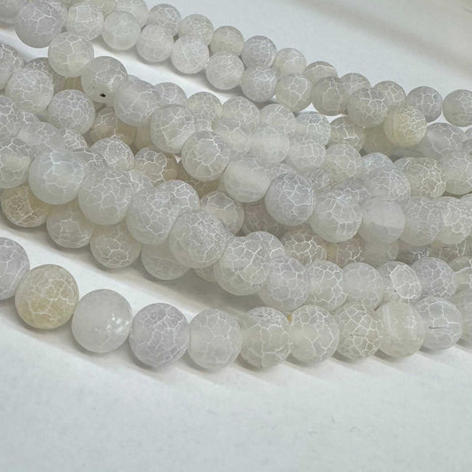 Achát bílý praskaný 8mm (45ks) - sicipotreby