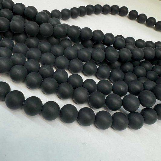 Achát černý matný 8mm (45ks) - sicipotreby