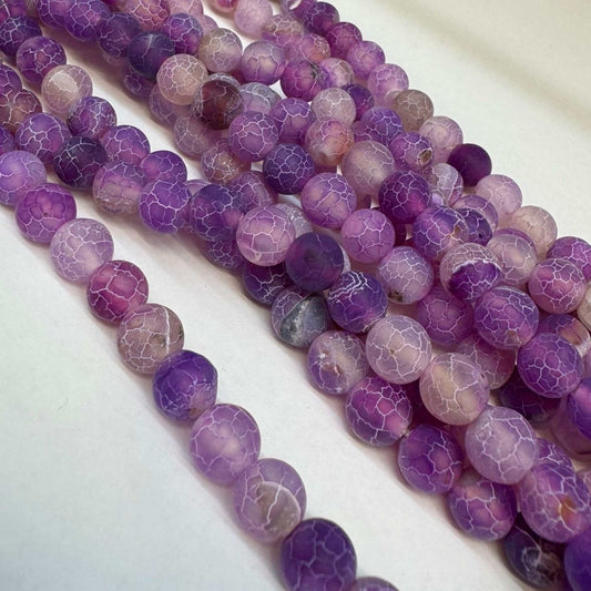Achát fialový praskaný 8mm (45ks) - sicipotreby