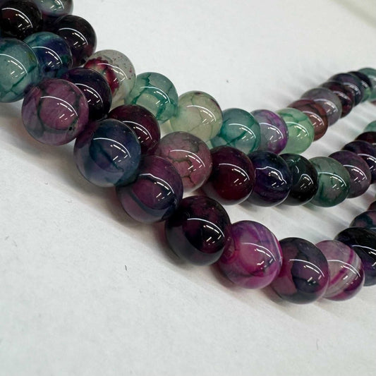 Achát fialový pruhovaný 8mm (45ks) - sicipotreby