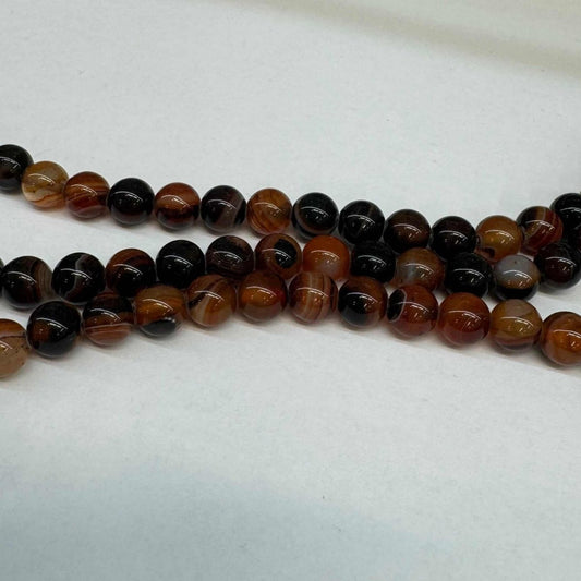 Achát hnědý pruhovaný 8mm (45ks) - sicipotreby