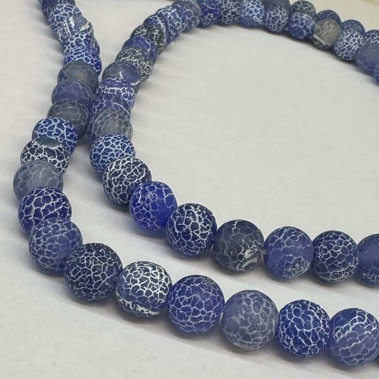 Achát modrý praskaný 8mm (45ks) - sicipotreby