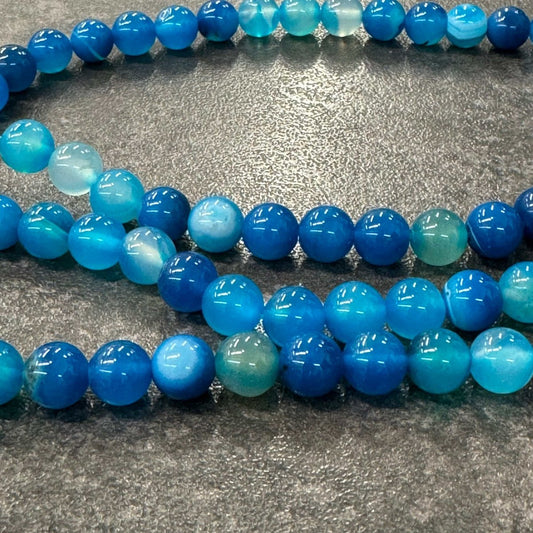 Achát modrý pruhovaný 8mm (45ks) - sicipotreby