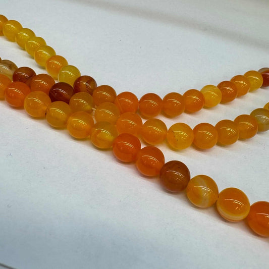 Achát oranžový pruhovaný 8mm (45ks) - sicipotreby