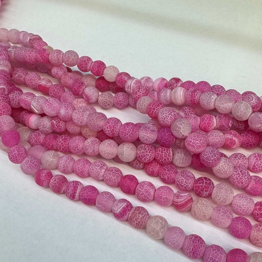 Achát růžový praskaný 8mm (45ks) - sicipotreby