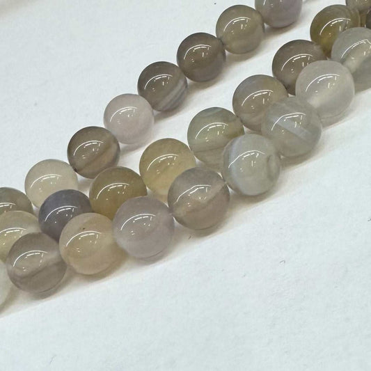 Achát šedý pruhovaný 8mm (45ks) - sicipotreby