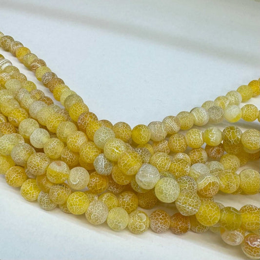 Achát žlutý praskaný 8mm (45ks) - sicipotreby