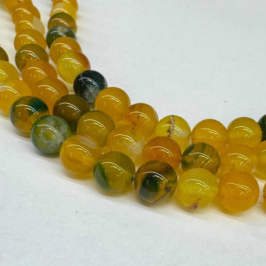Achát žlutý pruhovaný 8mm (45ks) - sicipotreby