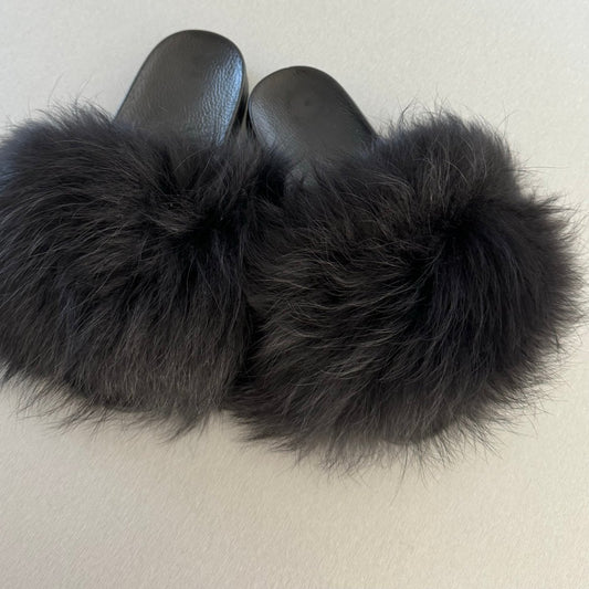 Dámské letní pantofle s pravou kožešinou - sicipotreby