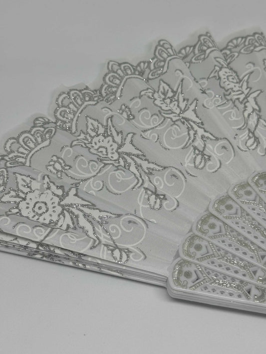 Dámský skládací vějíř textilní s glitry - sicipotreby