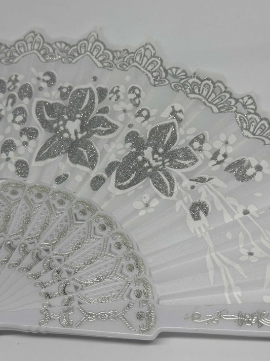 Dámský skládací vějíř textilní s glitry - sicipotreby