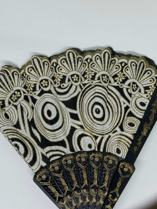 Dámský skládací vějíř textilní s glitry - sicipotreby