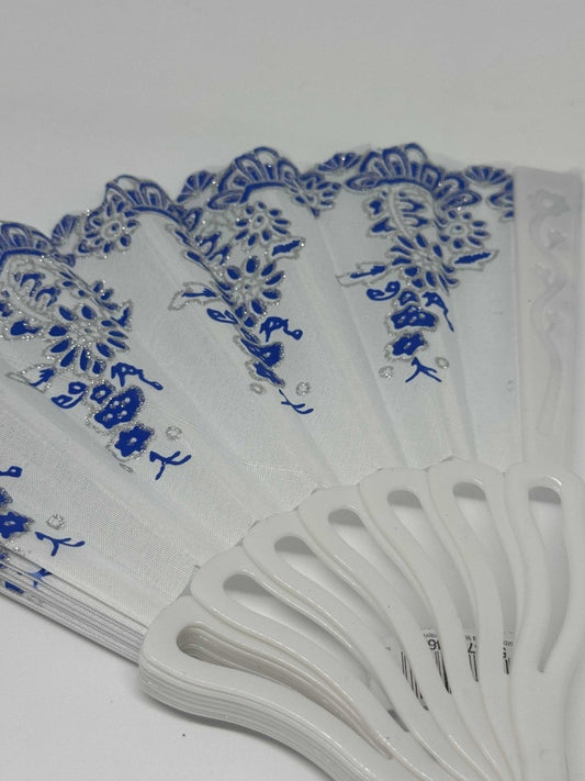 Dámský skládací vějíř textilní s glitry - sicipotreby