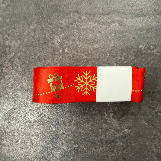 Satenová vánoční stuha 25mm - sicipotreby