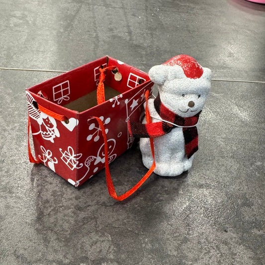 Vánoční dekorace lední medvěd v taštičce - sicipotreby