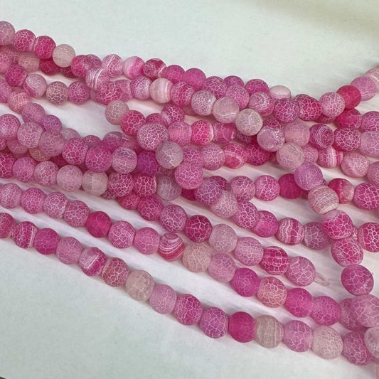 Achát růžový praskaný 8mm (45ks) - sicipotreby