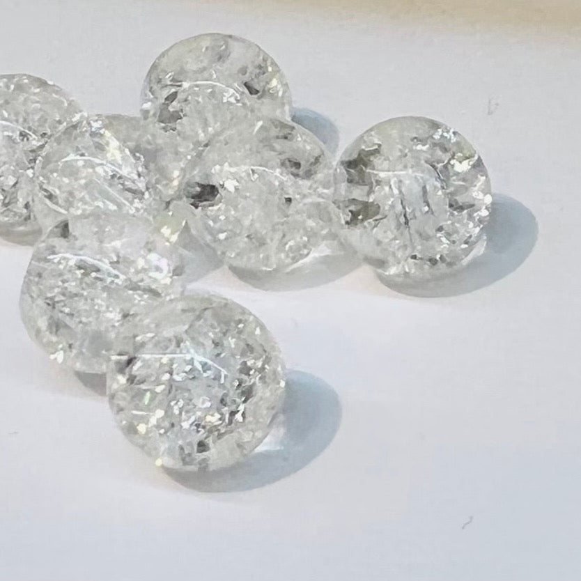Skleněné praskané korálky 10mm průhledné - sicipotreby