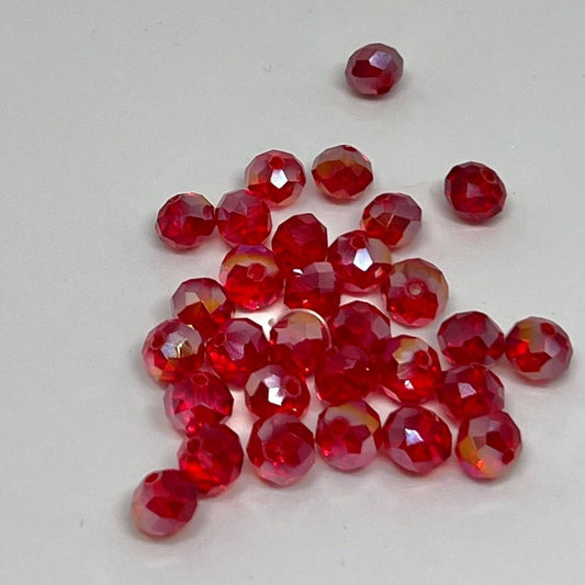Skleněné rondelky 8mm červené - sicipotreby