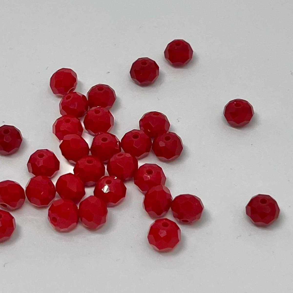 Skleněné rondelky 8mm matné červené - sicipotreby