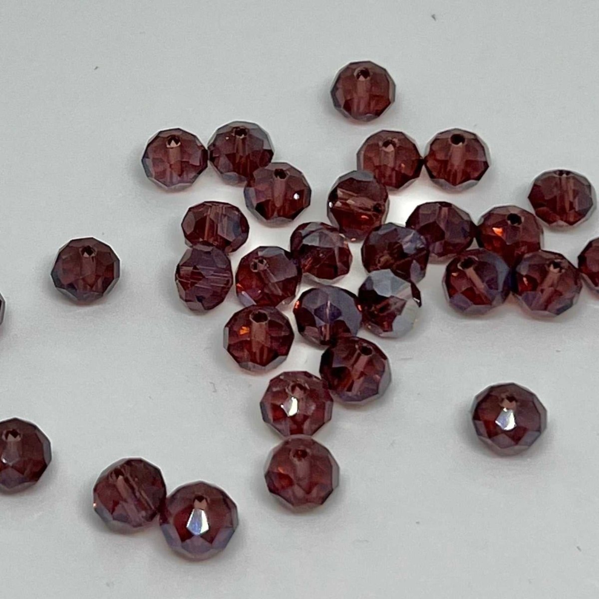 Skleněné rondelky 8mm vínové - sicipotreby